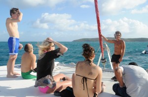 Karner's marine biology class on a 46-foot catamaran off the Gorda Sound in the Virgin Islands